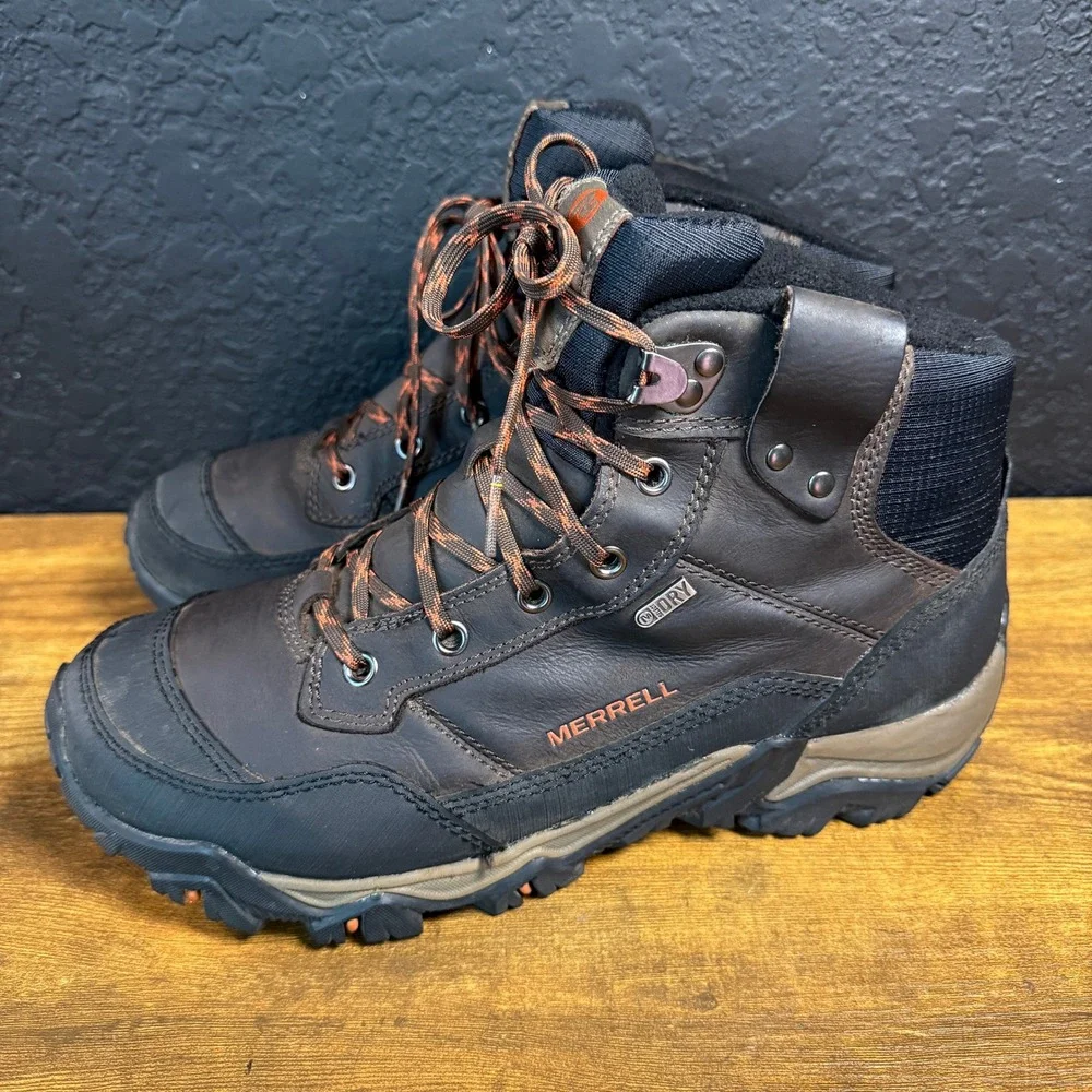 Merrell Polarand Rove J21127 Black Slate Leather Waterproof Hiking Boots Mens 10